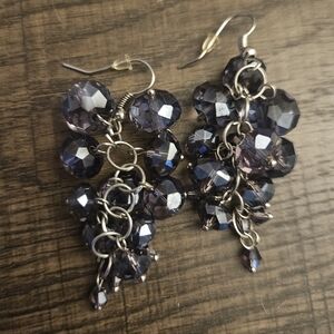 Dark Purple Beaded Dangle Earrings